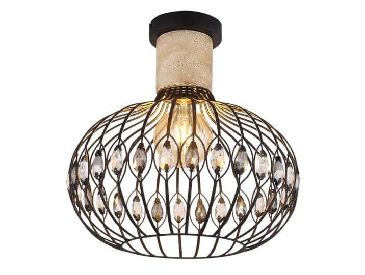 Plafonnier de salon en cristal noir en métal Ø 38 cm