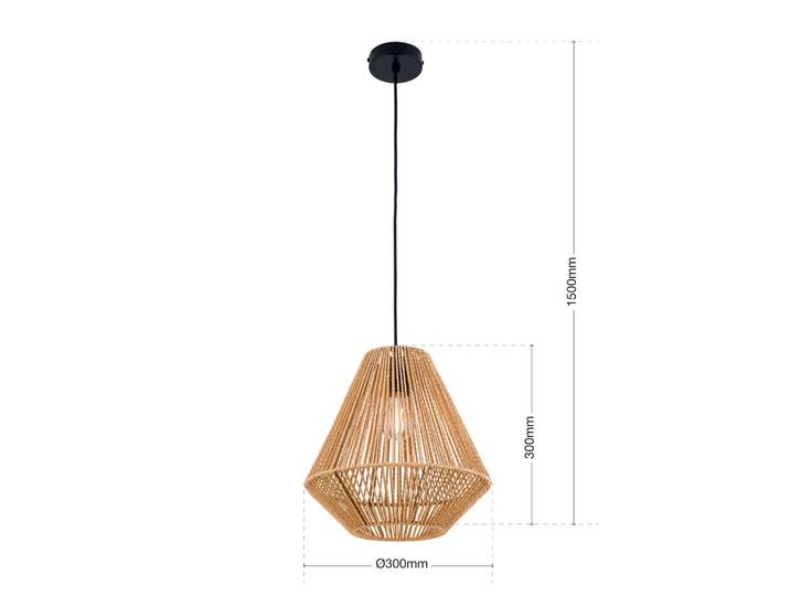 ORION Hängelampe Jungle, dimmbar, Holz hell, für Wohn- / Esszimmer, Metall, Pendelleuchte