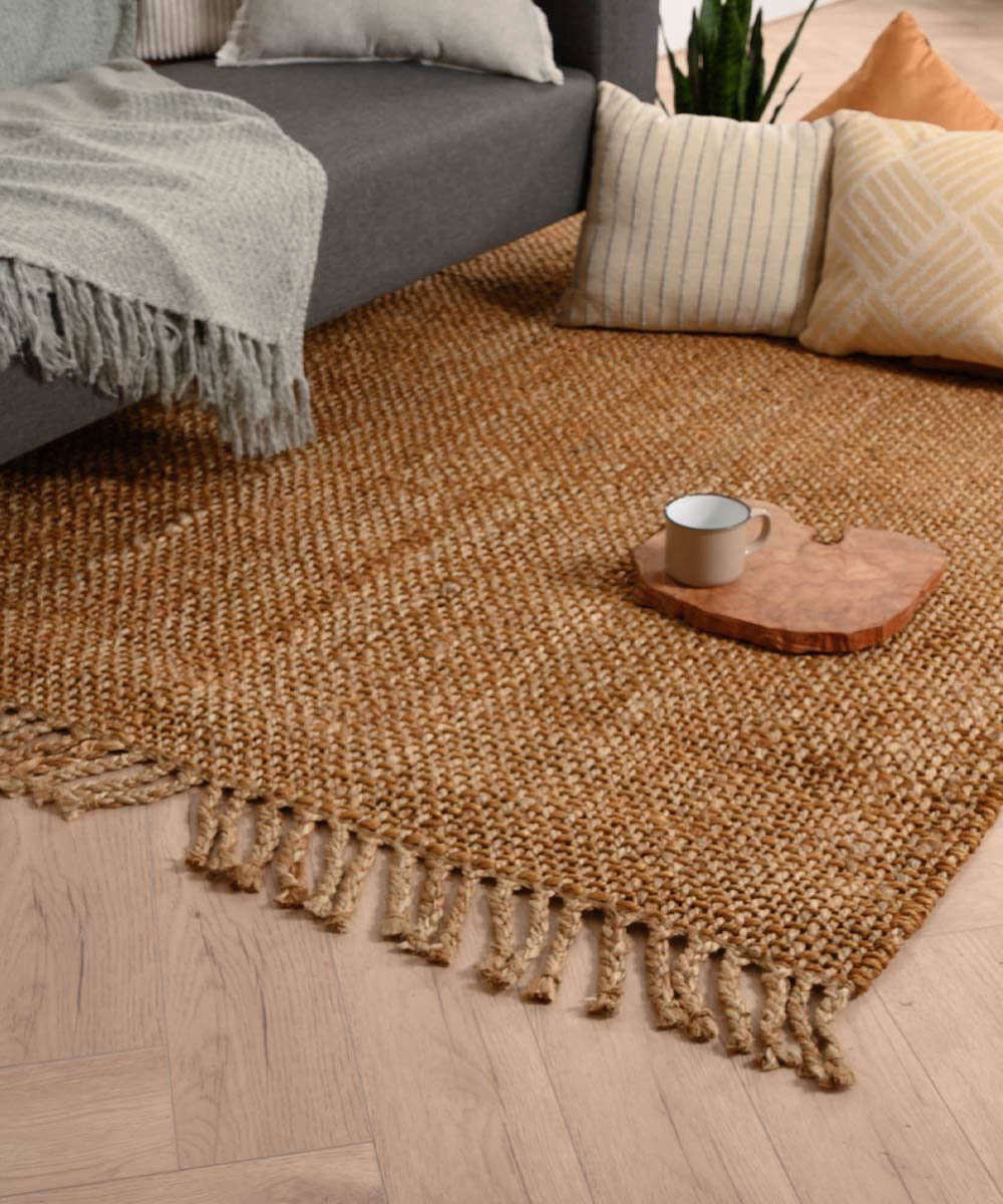 Folkways Jute vloerkleed Chunky goud/naturel 140 x 200 cm
