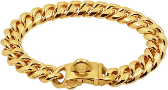 Inspire Picks RoyalChain Stainless Steel Dog Chain Collar With Gold Cuban Link Design gold 46cm(18inch)
