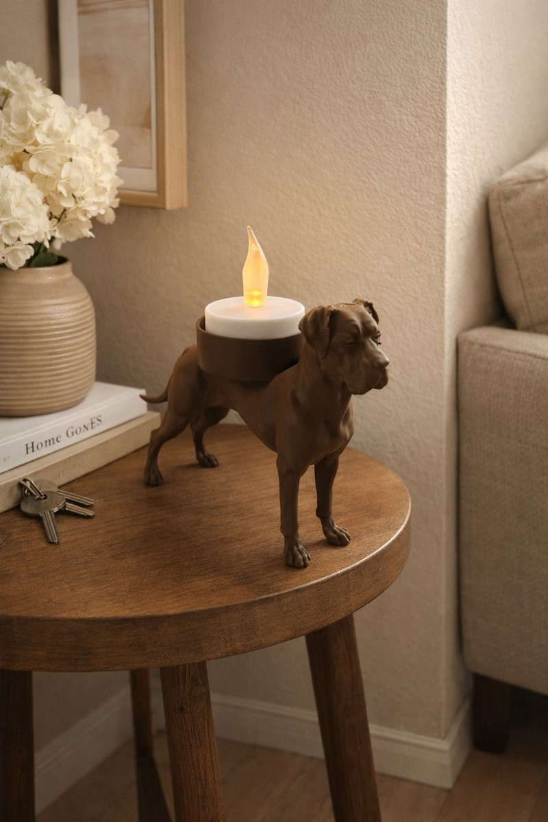 Bruine Waxinelichthouder Deense Dog Decoratie