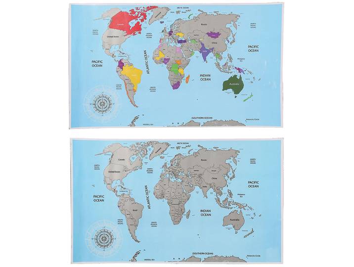 Rubbel-Weltkarte - Scratch-Map - Weltkarte zum Rubbeln