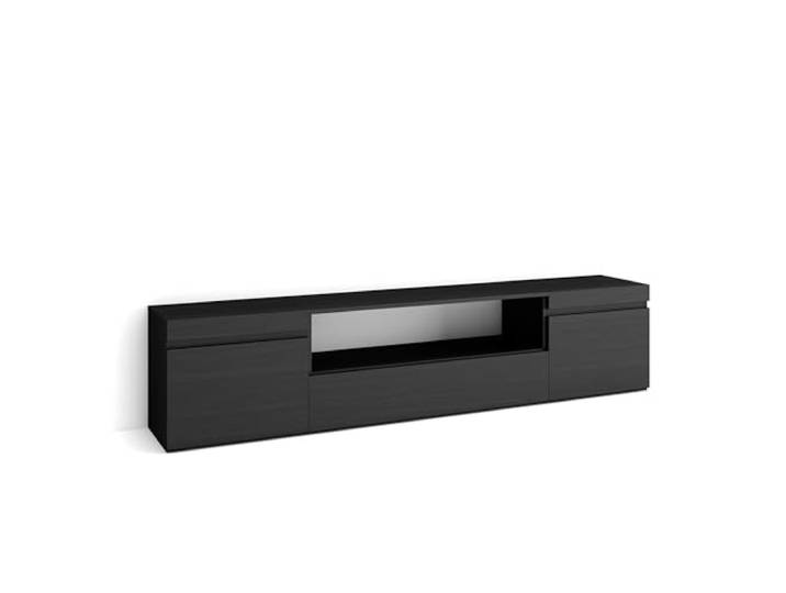Skraut Home TV-Schrank, Lowboard für Wohnzimmer und Esszimmer 200x45x35cm Für TV-Geräte bis zu 80 Fernsehtisch Moderner Stil Schwarz