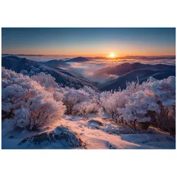 FOTOTAPETE Gebirge Landschaft Lila 250x175 cm