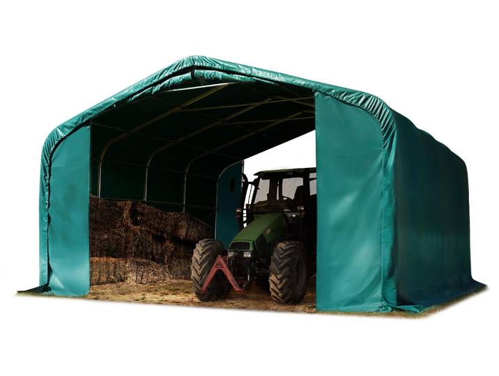 TOOLPORT Abri foin 6x6 m bâche en PVC 850N abri résistant aux intempéries vert ancrage pour sol dur