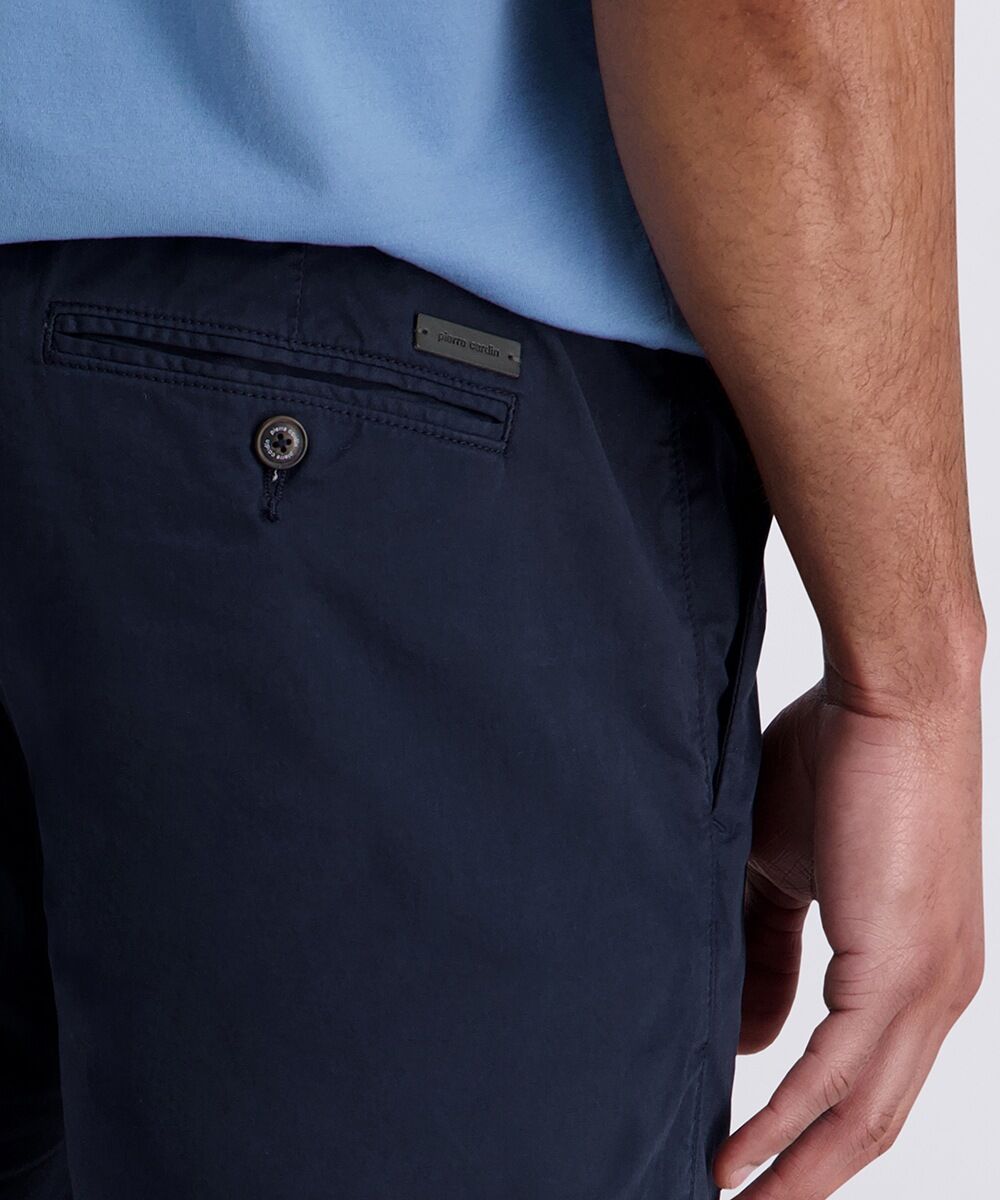 Chinoshorts PIERRE CARDIN "PC-Strasbourg", Herren, Gr. 40, N-Gr, blau (deep well), Web, Obermaterial: 98% Baumwolle, 2% Elasthan, unifarben, regular fit knielang, Hosen Chinoshorts, mit Taschen