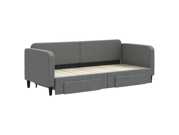 KTHLBRH Ausziehbares Schlafsofa Dunkelgrau 80 x 200 cm 2 Schubladen, Struktur aus Holz und Metall, Stoff 100 % Polyester