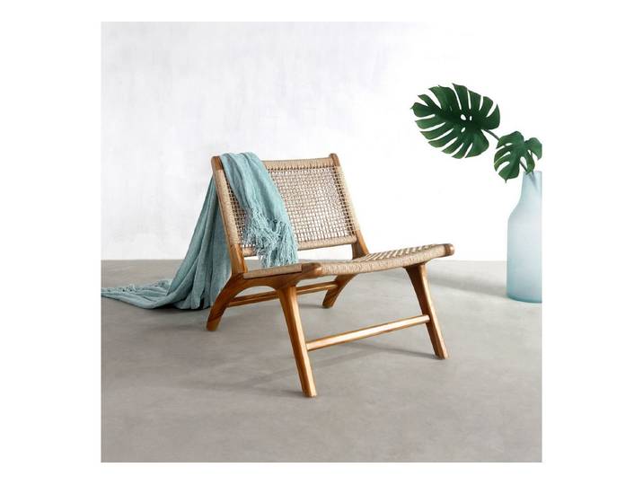 More2Home Gartensessel Garten Lounge-Sessel PARIS, Teakholz/Polyrattan natur
