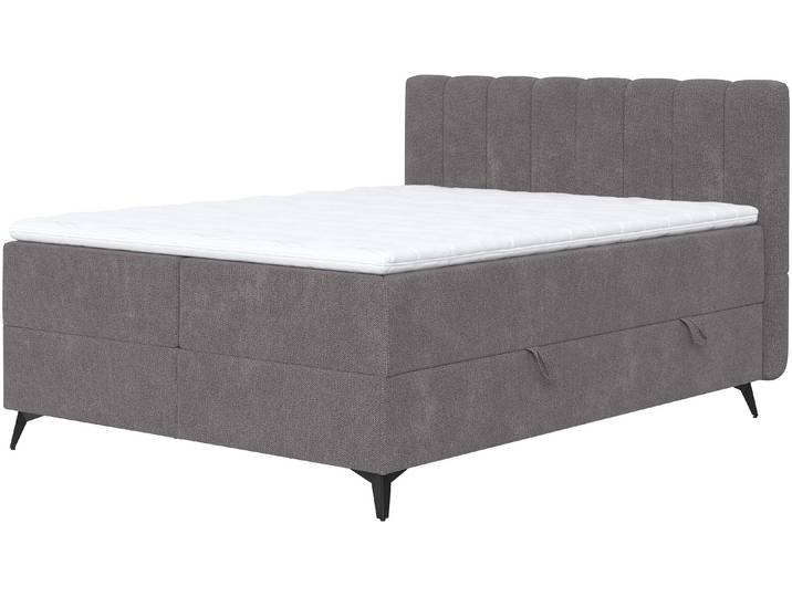 Boxbett, Polyester, Grau, 165×210 cm, Inkl. Bettkasten, H3 Matratze, Cotta Vicky