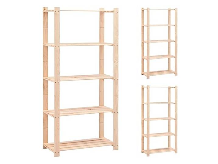 vidaXL Lagerregale 5 Böden 3 STK. 80x38x170cm Massivholz Kiefer 250kg