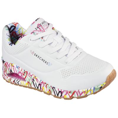 Skechers "UNO-LOVING LOVE" Freizeitschuh, Halbschuh, Schnürschuh mit coolem Graffiti-Print