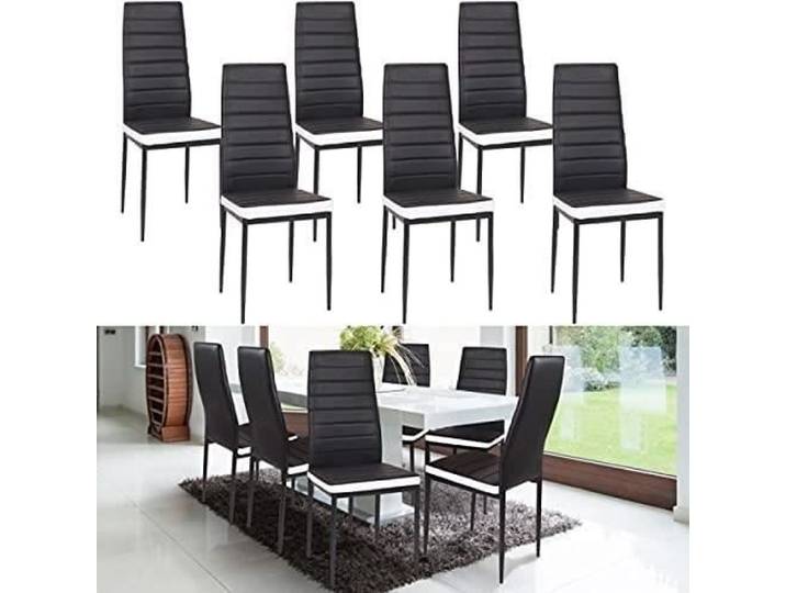 HSTURYZ Lot de 8 Chaise Cuisine Chaise de Salle à Manger Dossier Haut de la Cuisine - Blanc Noir