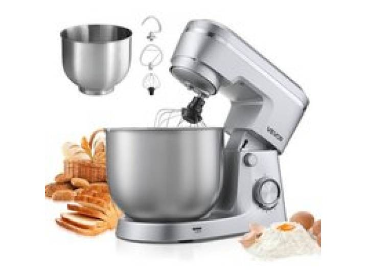 VEVOR Knetmaschine Küchenmaschine zum Backen, 1500 W Teigmaschine mit Edelstahlschüsseln (4,2 + 5,7 L) & Knethaken & Rührbesen & Schneebesen, 10-Gang einstellbare kippbare Rührmaschine Standmixer