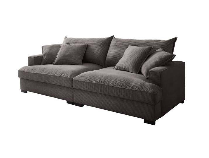 Big Sofa Cord grau - 242 cm - Nosagunterfederung - TRIBECCA