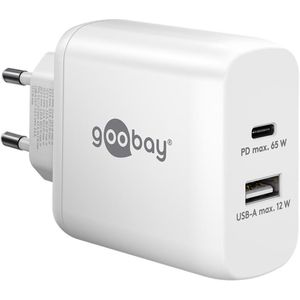 Goobay USB-Ladegerät 65409, 65 Watt, 1x USB-C und 1x USB-A, 2 Ports, Schnellladegerät