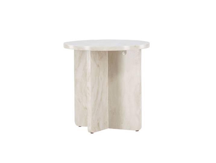 Beistelltisch VENTURE HOME Ålesund in Marmoroptik, pflegeleicht & modern, Ø50 cm , beige, beige, B:50cm H:50cm T:50cm, Tische, Beistelltisch, Ablagetisch, MDF, gewachst, rund, kompakt, anspruchsvoll