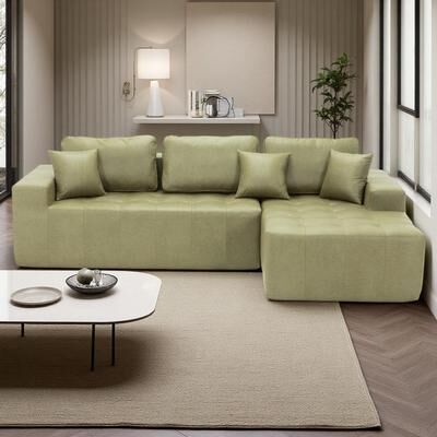 ZWYO HOSIMU "108.27"" Faux Leather L-Shaped Sectional Sofa with Corner Chaise, High-Density Sponge Convertible Sofa Bed"