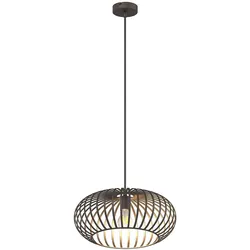LED Hängeleuchte Käfig Design Hängelampe Pendelleuchte Wohnzimmer Deckenlampe im Lamellen Design, Metall braun, 7W 806lm warmweiß, DxH 40x150 cm