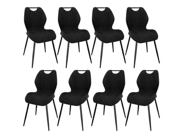 WAFTING Esszimmerstühle 8er Set, Gepolsterter Stuhl aus Stoff, Schwarz Hohe Rückenlehne, Schwarz Lackierte Metallfüße, für Esszimmer, Schlafzimmer und Empfang