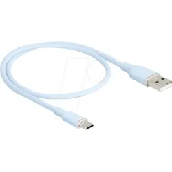 DELOCK 81221 - USB 2.0 Kabel, A Stecker > C Stecker, Silikon, blau, 0,5 m