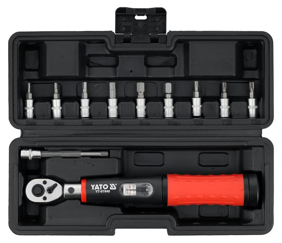YATO momentsleutel set 1/4 inch 5-25 Nm 11-delig