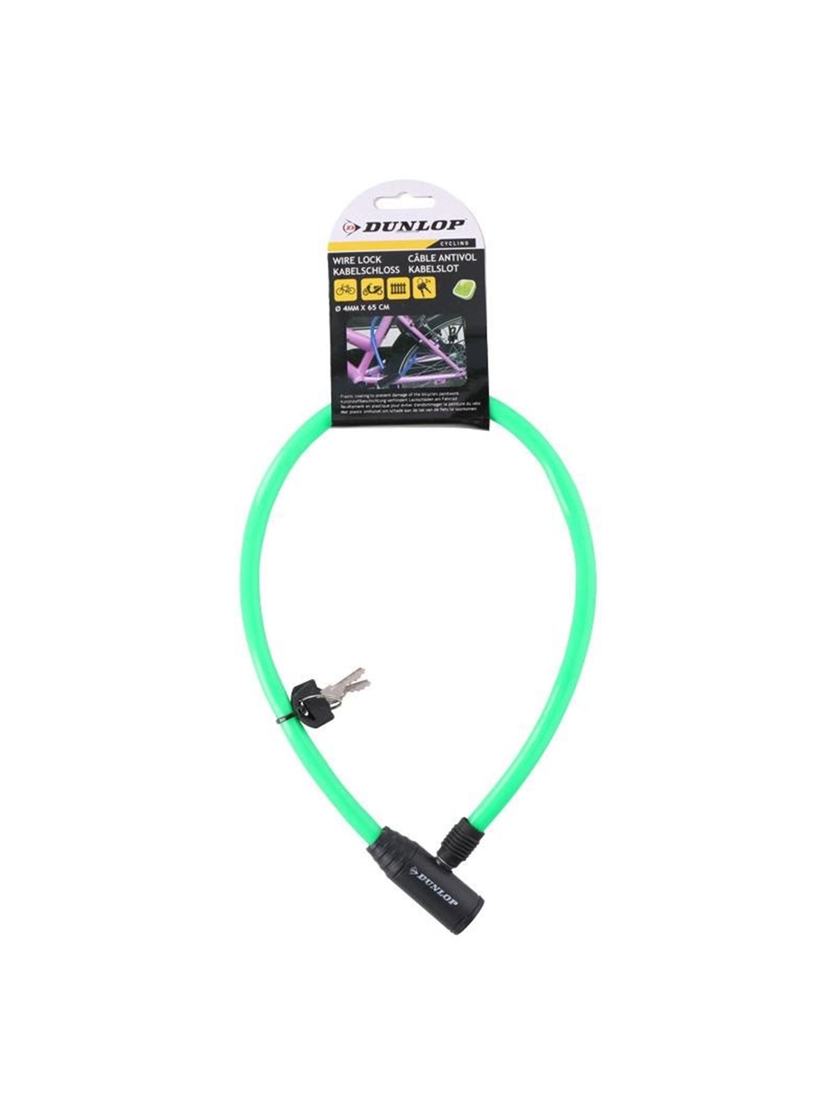 Dunlop - Cable anti-theft bicycle lock - green