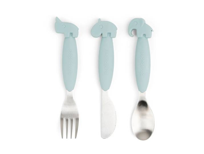 Done by deer Set de couverts Easy-grip Deer Friends 3 pièces Bleu