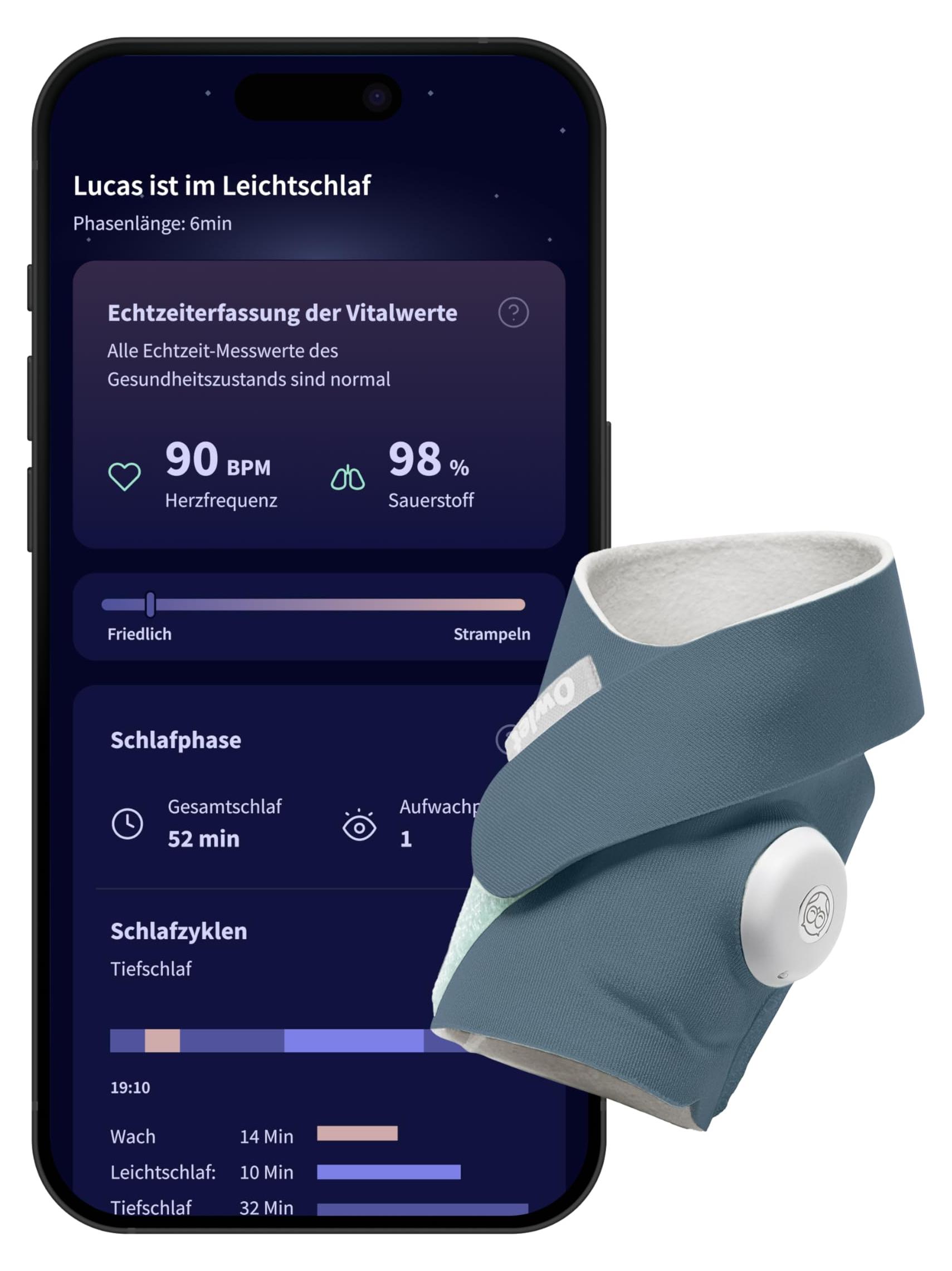 Owlet Dream Sock - Smarte Babyüberwachung mit App, Bedtime Blue
