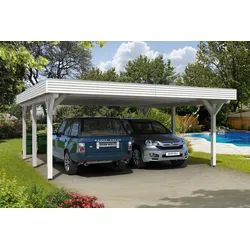 Skan Holz Spessart Doppelcarport Gr.1 611x604cm weiss Holzcarport