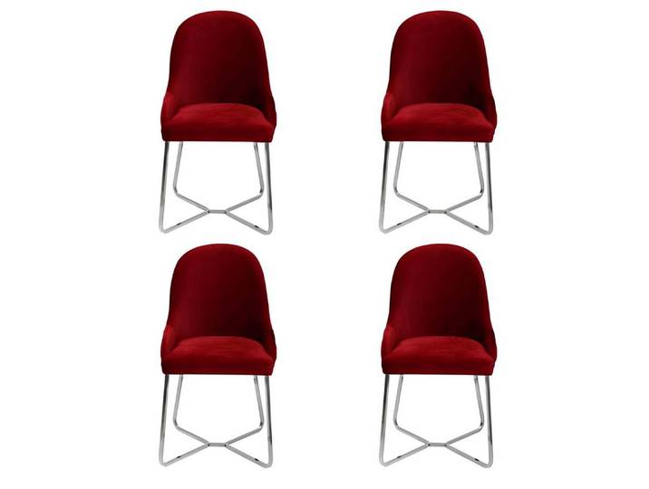 Xlmoebel Polsterstuhl Moderne rote Esszimmerstühle mit hohem Sitzkomfort (4er Set), Hergestellt in Europa