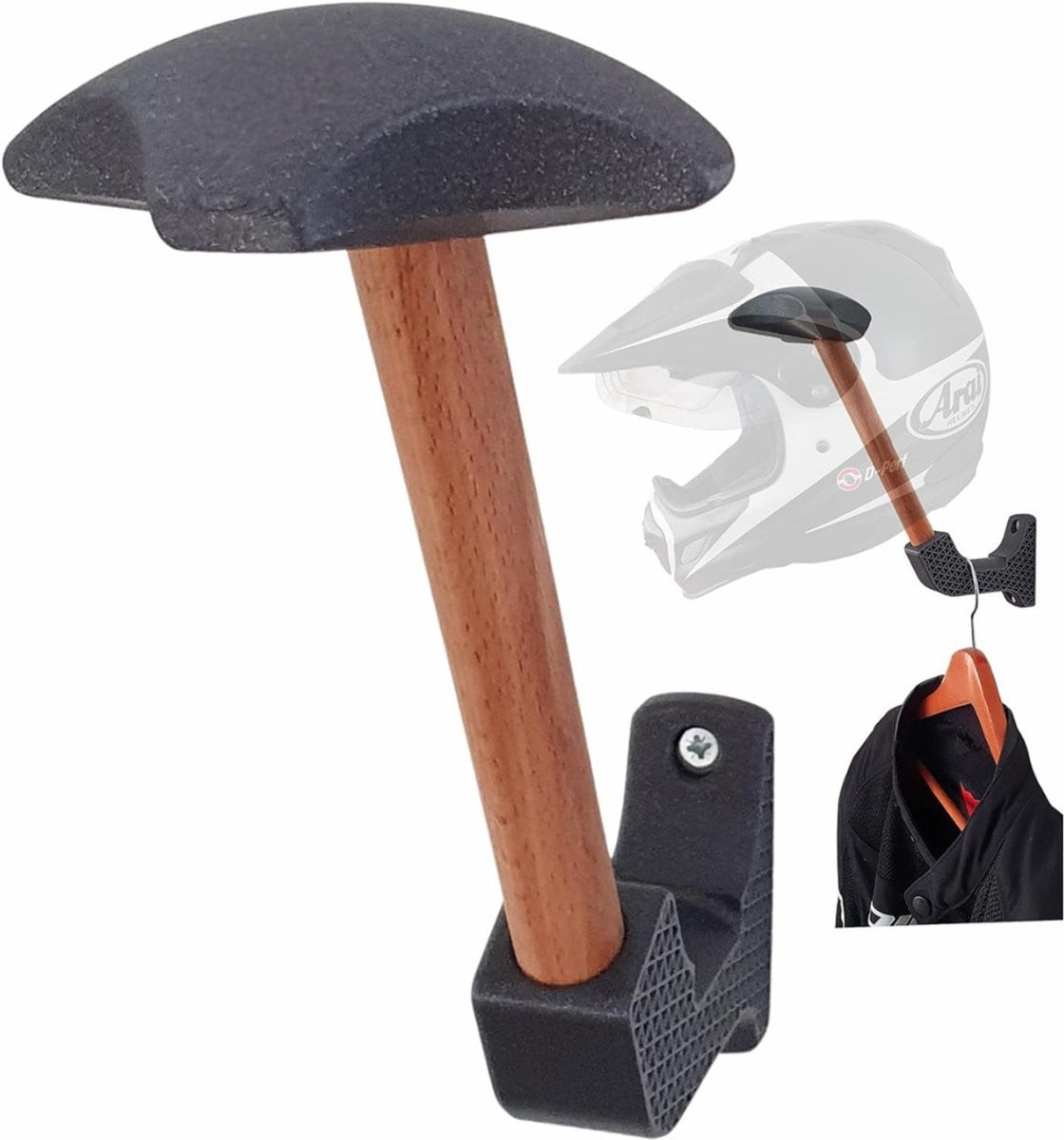 YOR Helmhouder Grijs - Wandsteun Ophangsysteem voor Motorhelmen - B/D/H: 25 x 21 x 6 cm