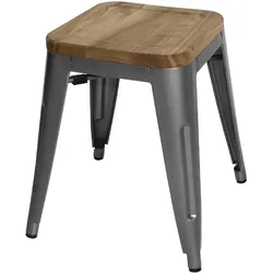 Bolero Bistro Stahlhocker mit Holzsitz - grau (4 Stück)