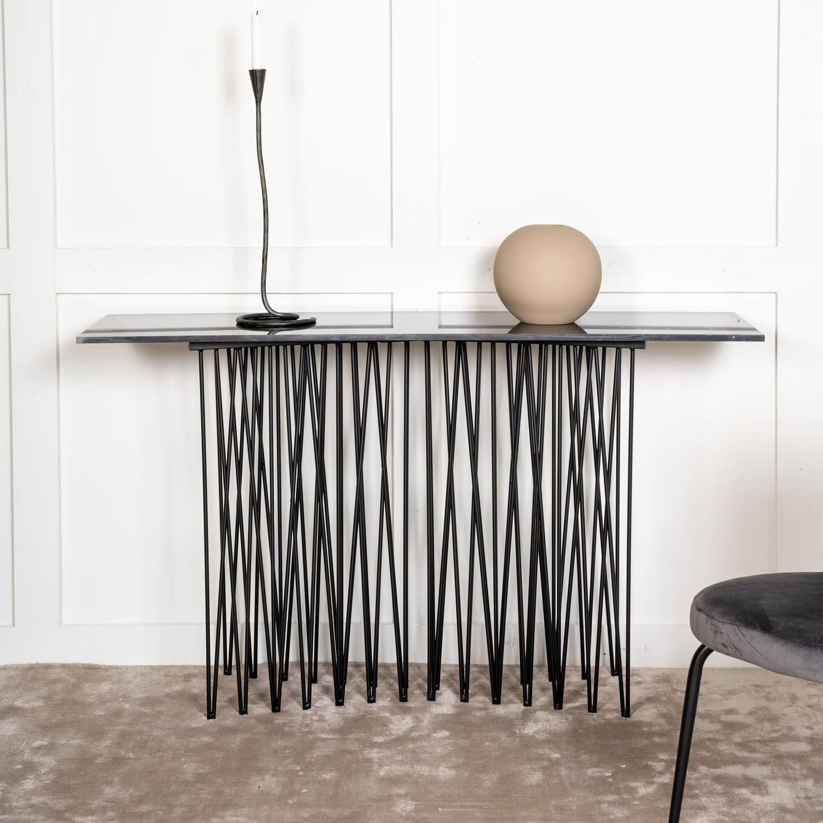 Nohr Sidetable Danni Marmerlook Zwart 130 cm