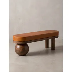 Sitzbank Ziegenleder Braun 140x40x47 cm - MAKARSKA   Kadima Design