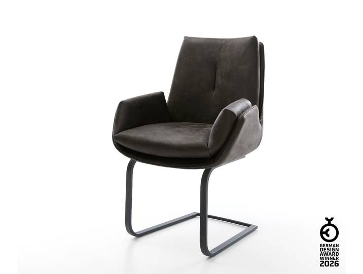 Freischwinger Clea-Flex Mikrofaser Anthrazit Vintage Freischwinger flach Schwarz, Esszimmerstühle