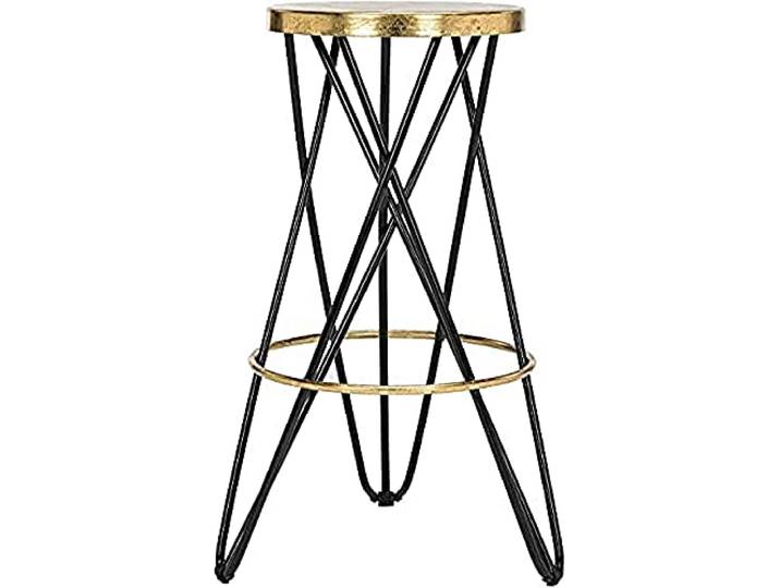 SAFAVIEH Jonatan Barhocker, lackiertes Metall, Schwarz/Gold,45 X 45 X 76.2 cm