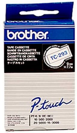 Brother TC-M93 fita laminada texto azul sobre transparente 9mm