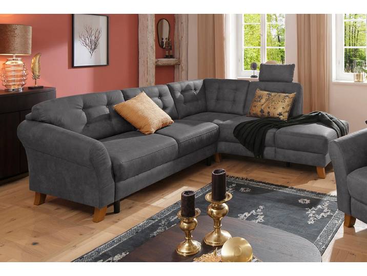 Ecksofa, Luxus-Microfaser, Anthrazit 260×90 cm, mit Bettfunktion & Stauraum, Modern, Home-affaire