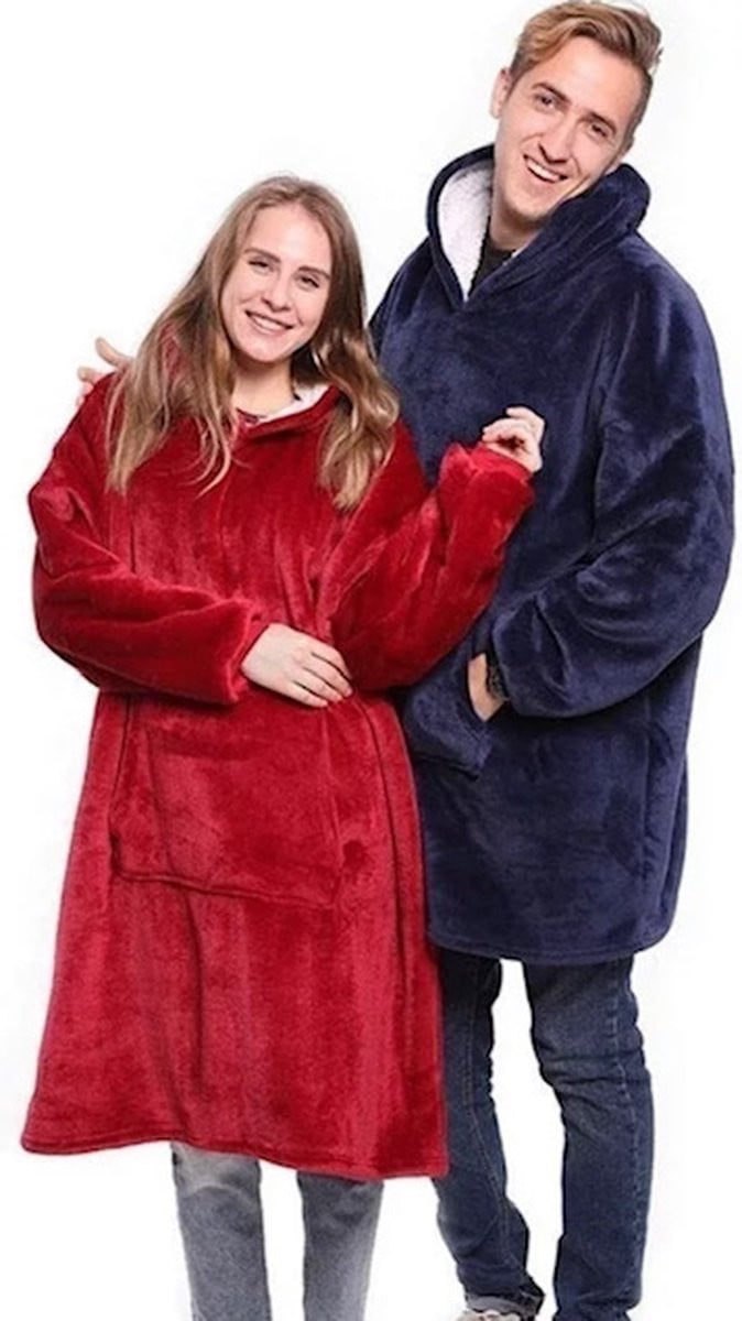 Oversized Hoodie Blanket met capuchon in Wine Red