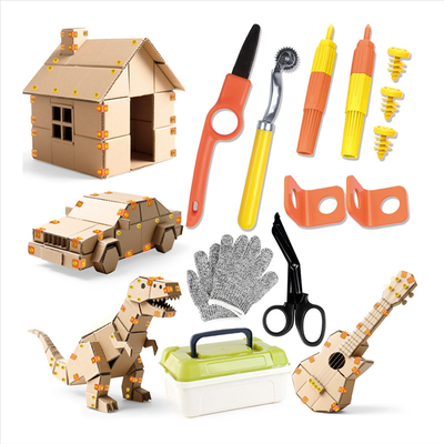 Multisell Products Hub Tool Box, Cardboard Tools For Kids With Cutter, Cardboard Construction Kit Ideal For Family, Team Activities Tool Box, Cardboard Tools For Kids With Cutter, Cardboard Construction Kit Ideal For Family, Team Activities