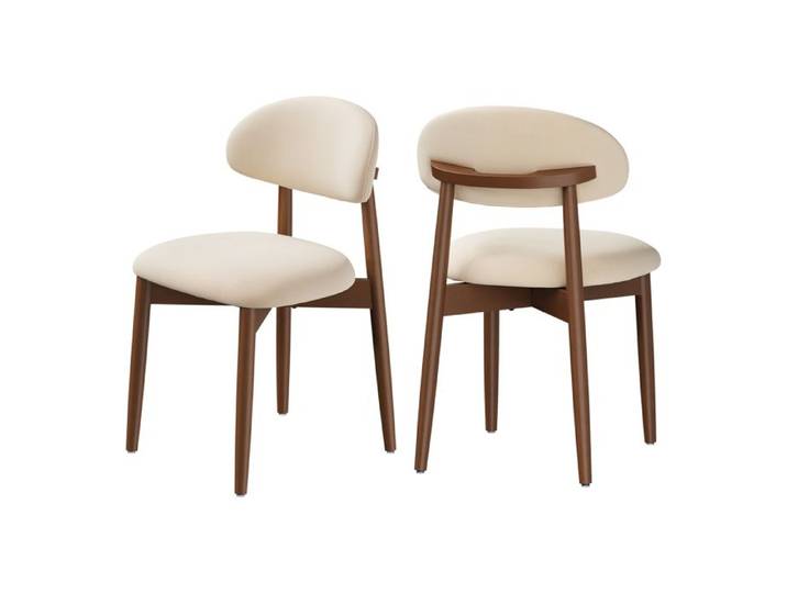 Chaises de Salle à Manger WOLTU - Lot de 2 - Chaises élégantes Chenille - Pieds Bois massif - Beige