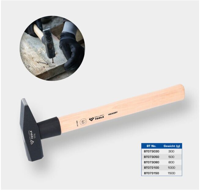 Brilliant Tools Marteau rivoir avec manche Hickory, 500 g (BT073050)