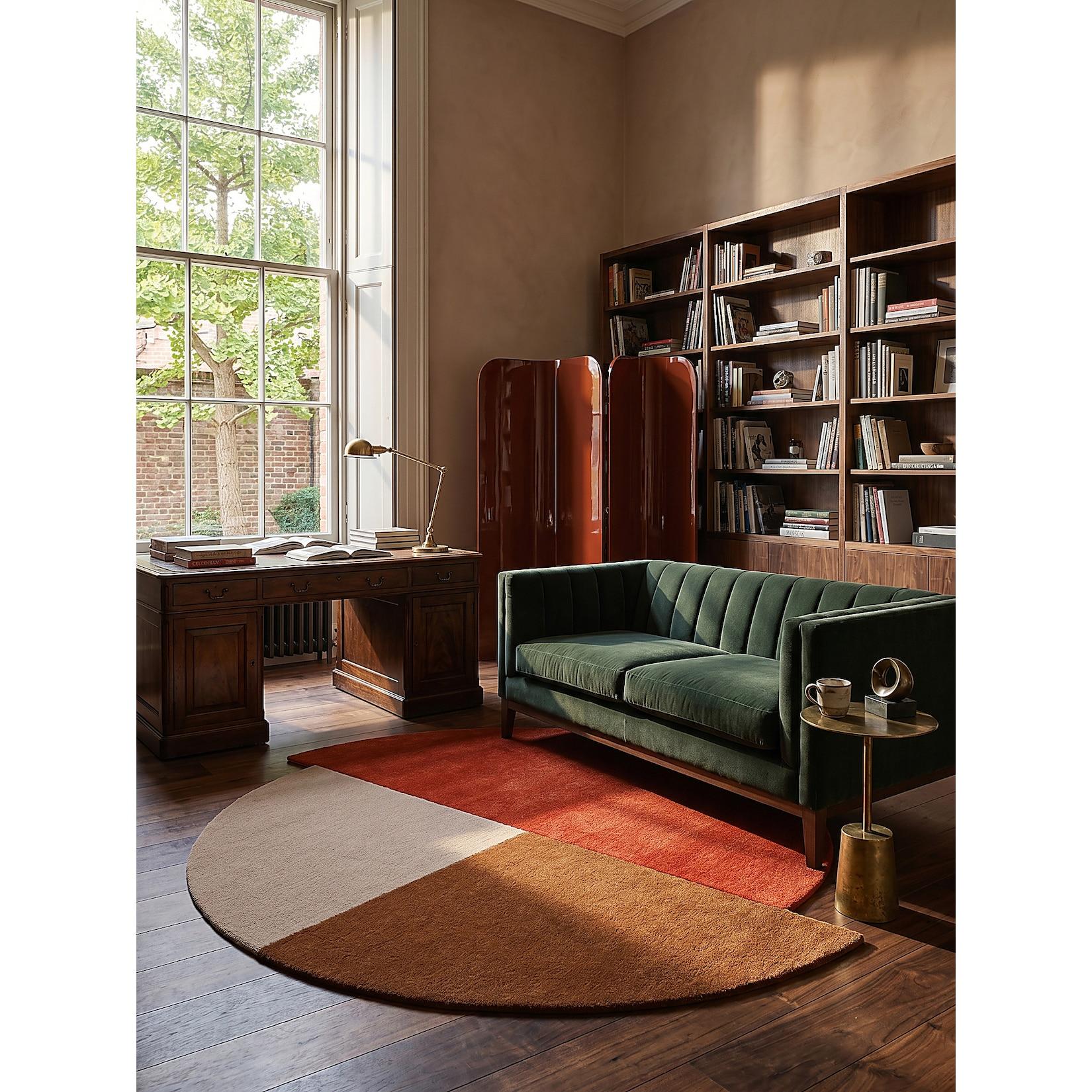 Wollteppich geometrisch Rot-Beige Ø150 cm - HALLEIN Kadima Design