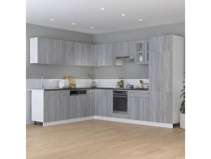 Caisson de cuisine Gris - Armoire bas de cuisine - Vitrine de cuisine -  Lyon  - avec rangement - Gris Sonoma - 75 5x11
