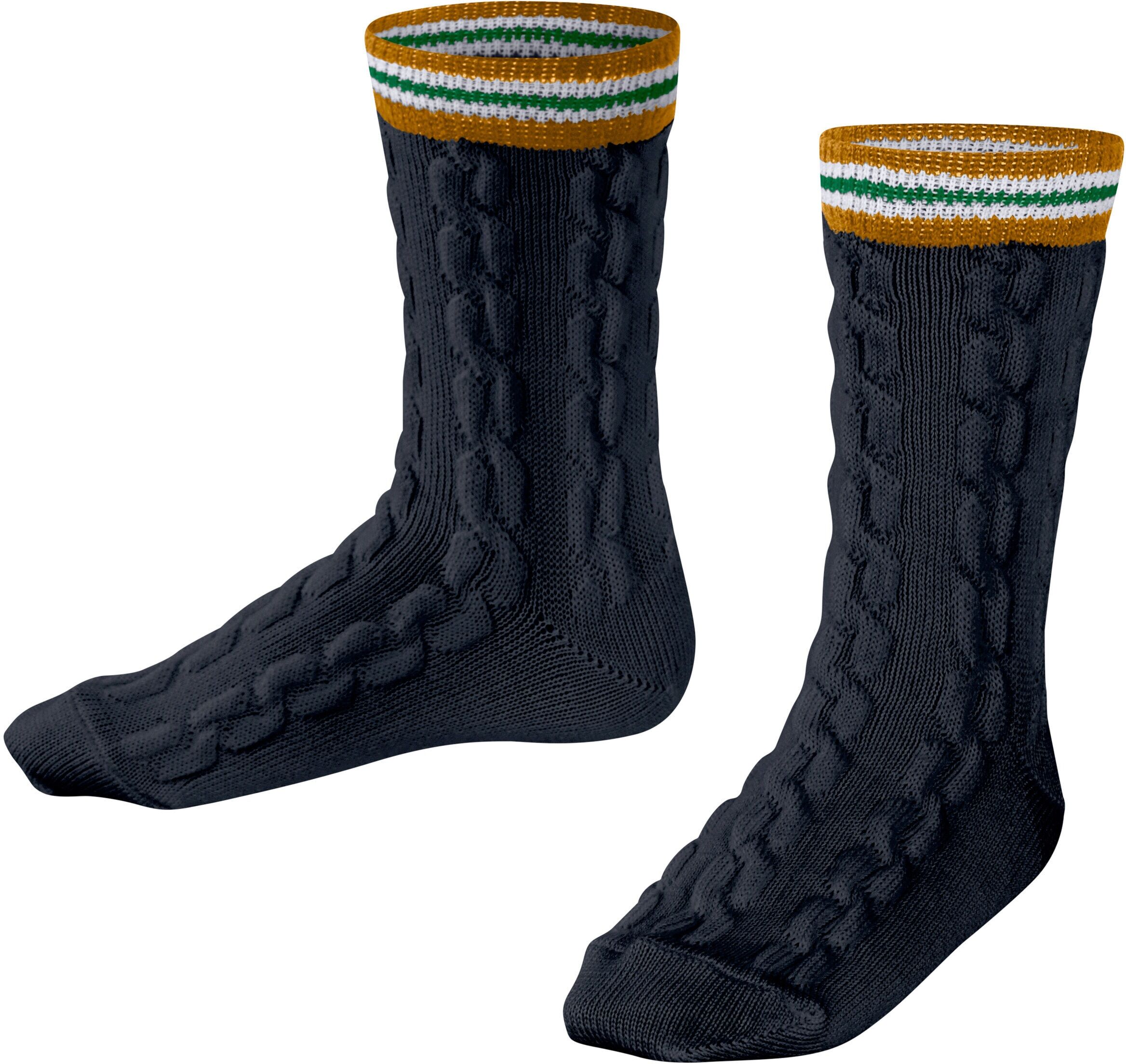 Socken FALKE "Preppy Cable", Kinder, Gr. 19-22, Sockengröße, blau (marine (6120)), Obermaterial: 66% Schurwolle WV. 34% Polyamid PA., Socken Socken