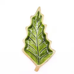Lost in the Forrest -  Enamel Leaf Wooden Bowl - 33x17cm