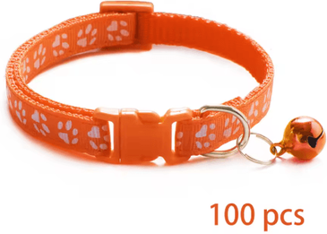 Inspire Picks 100PCS Adjustable Pet Collars With Bell Safety Neck Straps For Cats & Dogs oranger 19 23cm