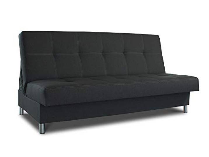 Sofnet - 3-Sitzer Schlafsofa Bella mit Bettkasten (Schwarz, Inari 100) Sofa mit Schlaffunktion, Bettsofa, Polstersofa, Strukturstoff, große Schlaffläche, modernes Design