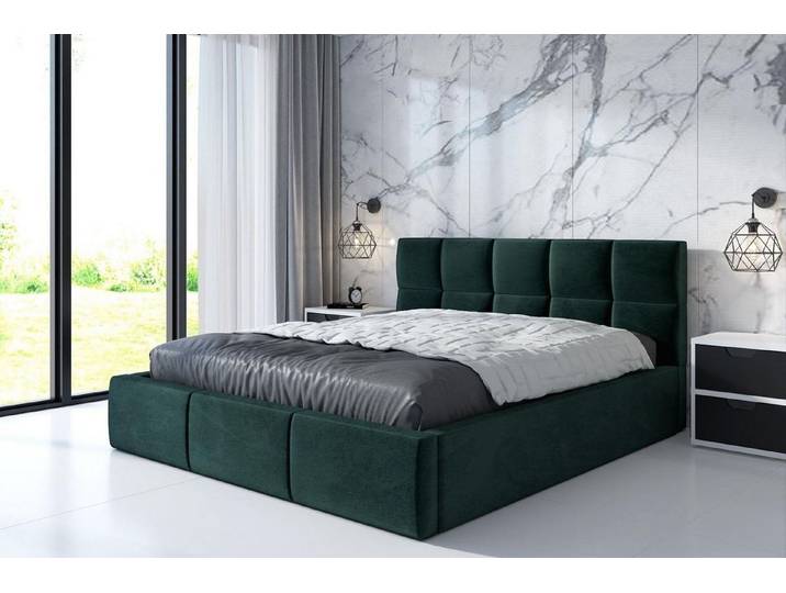 A&J MöbelLand GmbH Polsterbett CARLOS-OM mit Bettkasten und Lattenrost (Bett mit Kopfteil. Lattenrost und Bettkasten, Viele Varianten zur Auswahl – wählen Sie Größe und Farbe!, Inclusive Lieferung! TOP ANGEBOT), Länge: 210 cm Höhe Kopfteil: 95 cm
