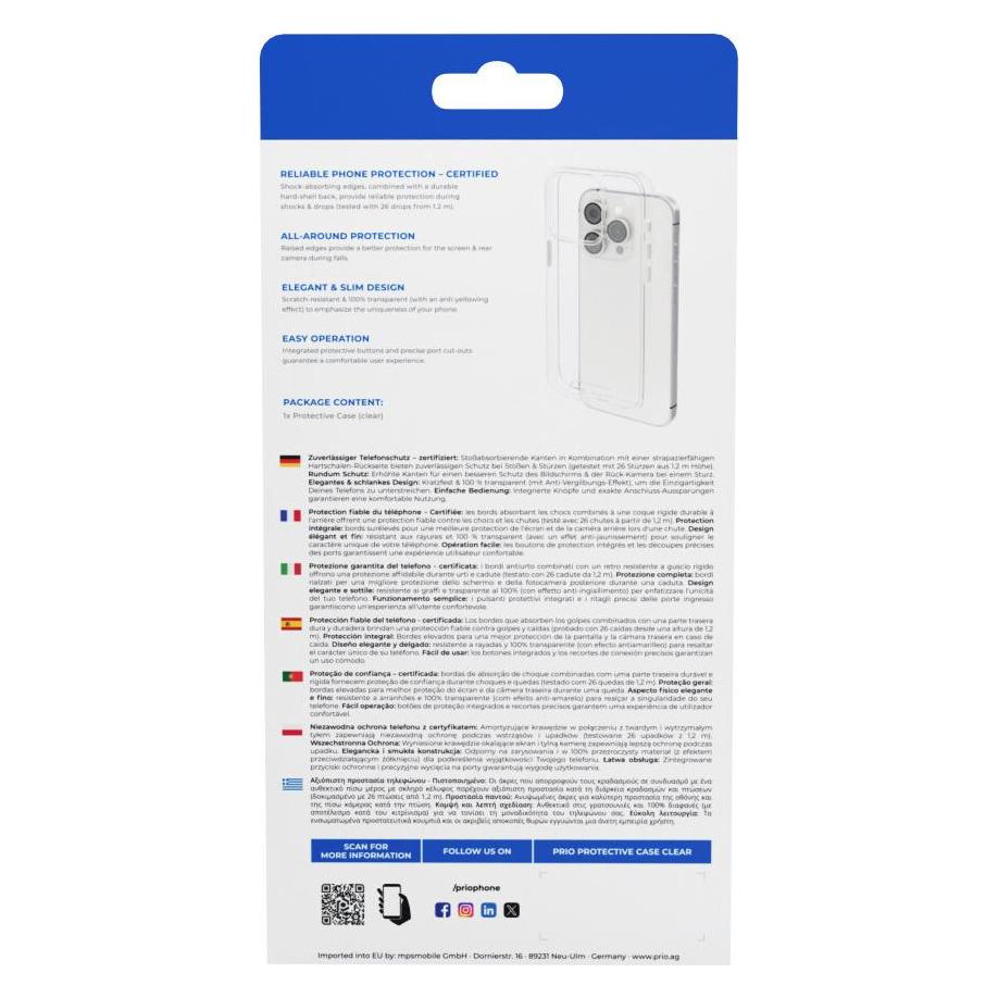 prio Schutzhülle für iPhone 16 Pro Max (6,9 Zoll) klar (Apple iPhone 16 Pro Max) (PPC-1274)